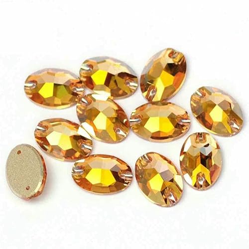 3210 Ovaler Glas-Näh-Strass, flache Rückseite, zum Aufnähen, Kristall, lose Strasssteine zum Selbermachen für Schmuckhandwerk, Metallic Sunshine, 7 x 10 mm, 144 Stüc von DEFRTG