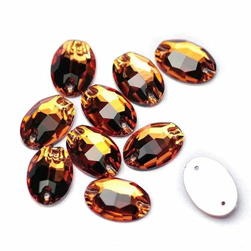 3210 Ovaler Glas-Näh-Strass, flache Rückseite, zum Aufnähen, Kristall, lose Strasssteine zum Selbermachen für Schmuckherstellung, Heller Rauchtopas, 17 x 24,0 mm, 9 von DEFRTG