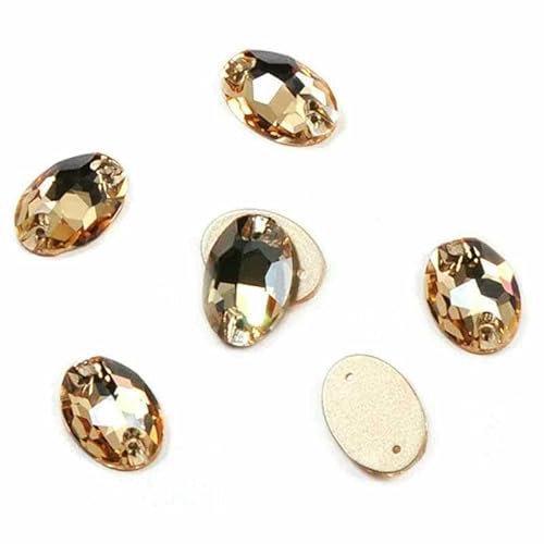 3210 ovale Aufnähsteine aus Glas, AAAAA, zum Aufnähen von Strasssteinen für Strassapplikationen, Kleider, Kleidung, Golden Shadow, 11 x 16 mm, 72 von DEFRTG