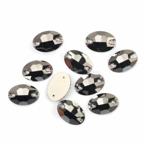3210 ovale Aufnähsteine aus Glas, AAAAA, zum Aufnähen von Strasssteinen für Strassapplikationen auf Kleidern, Jet Hematite, 17 x 24,0 mm, 9 Stück 3210 ovale Aufnähsteine aus Glas, AAAAA, zum Aufnähen von Strasssteinen für Strassapplikationen auf Kleidern, Jet Hematite, 17 x 24,0 mm, 9 Stück von DEFRTG