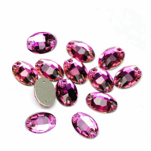 3210 ovale Aufnähsteine aus Glas, Strasssteine AAAAA, zum Aufnähen für Strass-Applikationen, Kleider, Kleidung, Fuchsia, 7 x 10 mm, 48 Stück 3210 ovale Aufnähsteine aus Glas, Strasssteine AAAAA, zum Aufnähen für Strass-Applikationen, Kleider, Kleidung, Fuchsia, 7 x 10 mm, 48 Stück von DEFRTG