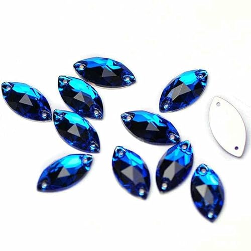 3223 Glasperlen mit flacher Rückseite, zum Aufnähen, Strasssteine und Kristalle zum Basteln, Capriblau, 9 x 18 mm, 72 Stück 3223 Glasperlen mit flacher Rückseite, zum Aufnähen, Strasssteine und Kristalle zum Basteln, Capriblau, 9 x 18 mm, 72 Stück von DEFRTG