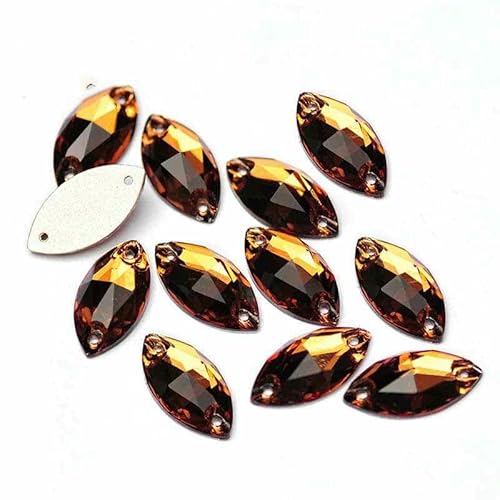 3223 Glasperlen mit flacher Rückseite, zum Aufnähen, Strasssteine und Kristalle zum Basteln, Heller Rauchtopas, 9 x 18 mm, 24 Stück von DEFRTG