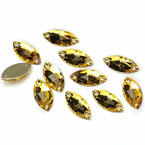 3223 Glasperlen mit flacher Rückseite, zum Aufnähen, Strasssteine und Kristalle zum Basteln, Helltopas, 15 x 32 mm, 24 Stück 3223 Glasperlen mit flacher Rückseite, zum Aufnähen, Strasssteine und Kristalle zum Basteln, Helltopas, 15 x 32 mm, 24 Stück von DEFRTG