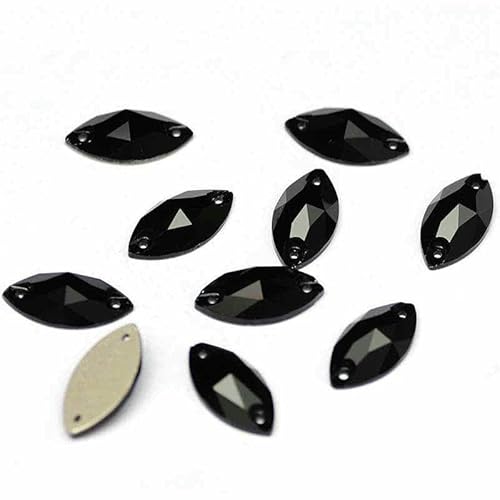 3223 Glasperlen mit flacher Rückseite, zum Aufnähen, Strasssteine und Kristalle zum Basteln, Jet, 15 x 32 mm, 24 Stück 3223 Glasperlen mit flacher Rückseite, zum Aufnähen, Strasssteine und Kristalle zum Basteln, Jet, 15 x 32 mm, 24 Stück von DEFRTG