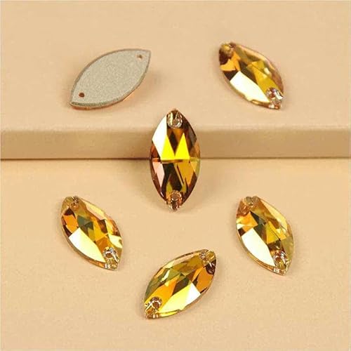 3223 Glasperlen mit flacher Rückseite, zum Aufnähen, Strasssteine und Kristalle zum Basteln, Metallic Sunshine, 6 x 12 mm, 144 Stück 3223 Glasperlen mit flacher Rückseite, zum Aufnähen, Strasssteine und Kristalle zum Basteln, Metallic Sunshine, 6 x 12 mm, 144 Stück von DEFRTG