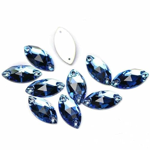 3223 Glasperlen mit flacher Rückseite, zum Aufnähen von Strasssteinen und Kristallen zum Basteln, Aquamarin, 15 x 32 mm, 24 Stück 3223 Glasperlen mit flacher Rückseite, zum Aufnähen von Strasssteinen und Kristallen zum Basteln, Aquamarin, 15 x 32 mm, 24 Stück von DEFRTG