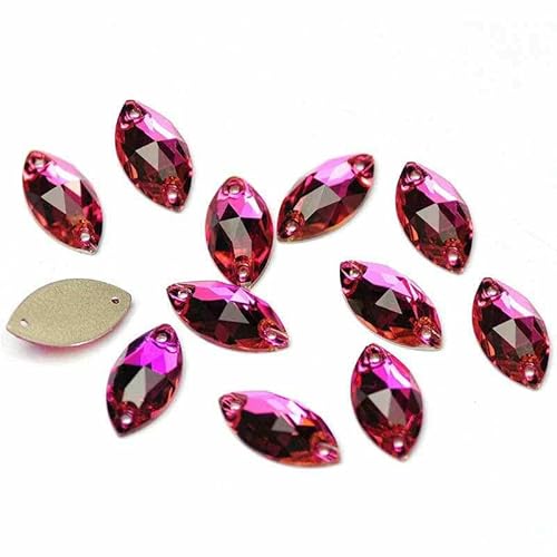 3223 Glasperlen mit flacher Rückseite, zum Aufnähen von Strasssteinen und Kristallen zum Basteln, Fuchsia, 15 x 32 mm, 24 Stück 3223 Glasperlen mit flacher Rückseite, zum Aufnähen von Strasssteinen und Kristallen zum Basteln, Fuchsia, 15 x 32 mm, 24 Stück von DEFRTG