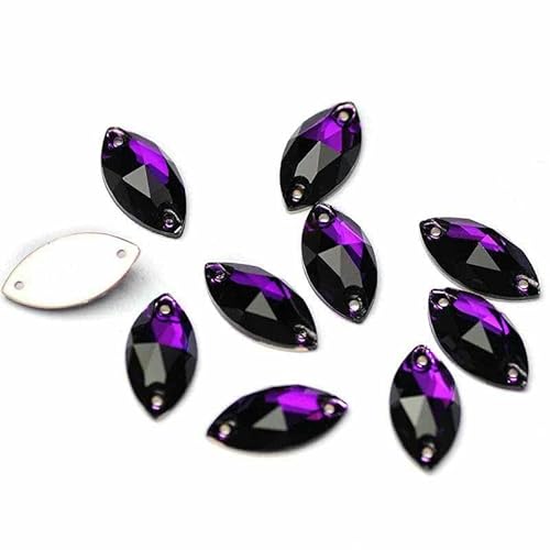 3223 Glasperlen mit flacher Rückseite, zum Aufnähen von Strasssteinen und Kristallen zum Basteln, lila Samt, 15 x 32 mm, 24 Stück 3223 Glasperlen mit flacher Rückseite, zum Aufnähen von Strasssteinen und Kristallen zum Basteln, lila Samt, 15 x 32 mm, 24 Stück von DEFRTG