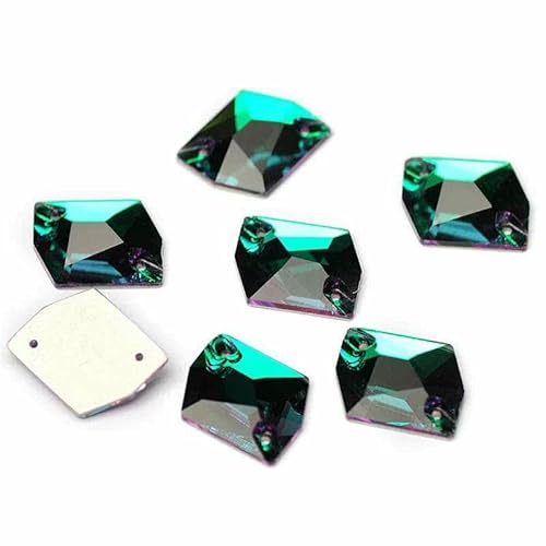 3265 Cosmic Flache Rückseite zum Aufnähen von Kristallsteinen, Glas-Strass, DIY, lose Strasssteine für Kleider, Smaragdgrün, 21 x 27 mm, 16 Stück von DEFRTG
