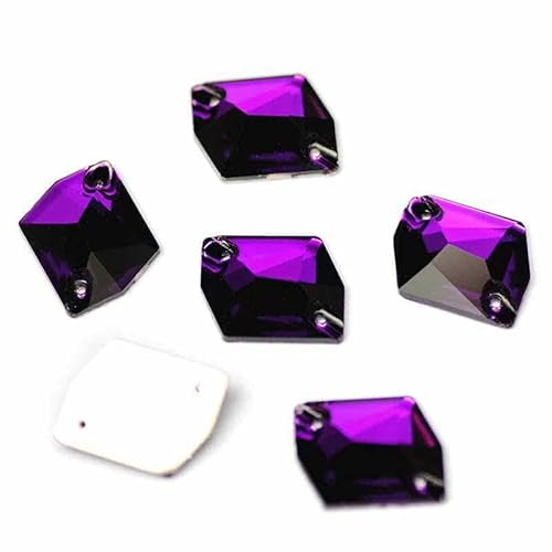 3265 Cosmic Flache Rückseite zum Aufnähen von Kristallsteinen, Glas-Strass, DIY, lose Strasssteine für Kleider, lila Samt, 10 x 12 mm, 56 Stück von DEFRTG