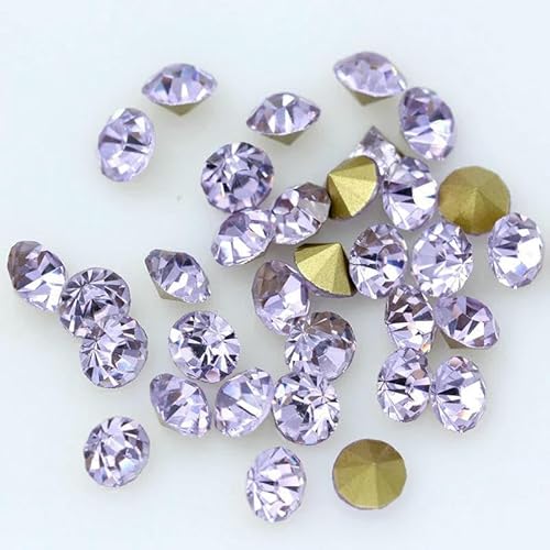 36/144 Stück SS19-SS38mm Tschechischer Kristall spitze Rückseite Runde Perlen Strass Glitzer für Schmuck Nagelherstellung DIY-lt violett-36p ss27 von DEFRTG