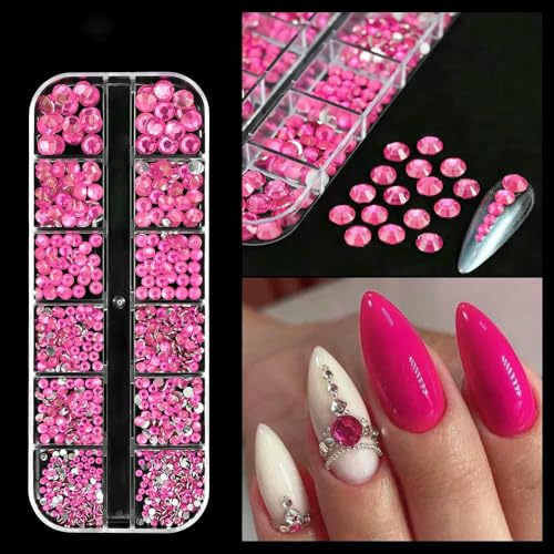 3D-Glas AB-Kristall-Nagelkunst-Strassstein-Set, flache Rückseite, runde Perlen, Charm-Edelsteine, Schmuck, Diamant, mit Werkzeugen für Nagelkunst-13 von DEFRTG