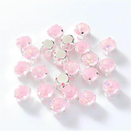 4,0–8 mm Glitzer-Strasssteine aus Glas zum Nähen mit silberner Basis, runde Kristall-Strasssteine für Diamantschmuck, Kleidung, DIY-Jelly Pink, 4,0 mm, 200 Stück von DEFRTG