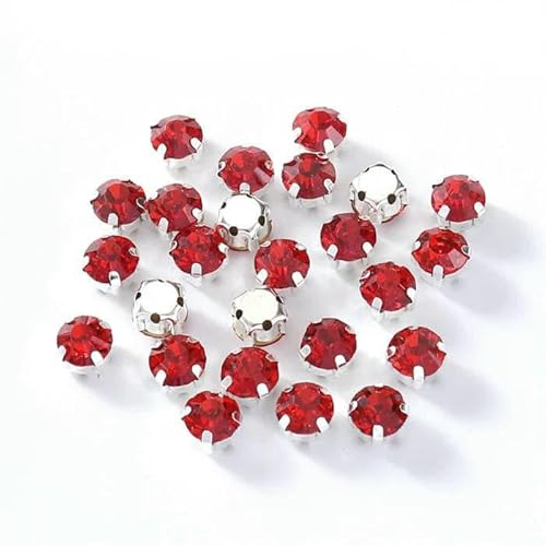 4,0–8 mm Glitzer-Strasssteine aus Glas zum Nähen mit silberner Basis, runde Kristall-Strasssteine für Diamantschmuck, Kleidung, DIY-Lt.Siam-4,0 mm, 200 Stück von DEFRTG
