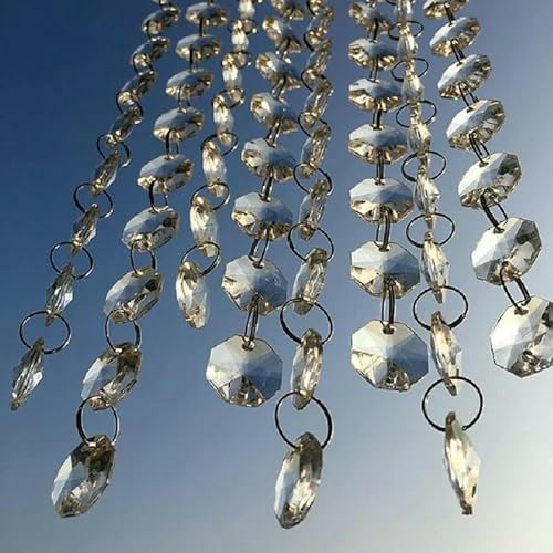 5 m – 100 m, 14,0 mm, achteckige Perlen mit Metallhaken für Kronleuchter, Kristallkettengirlande für transparente Kristallperlenvorhänge, 40 m 5 m – 100 m, 14,0 mm, achteckige Perlen mit Metallhaken für Kronleuchter, Kristallkettengirlande für transparente Kristallperlenvorhänge, 40 m von DEFRTG