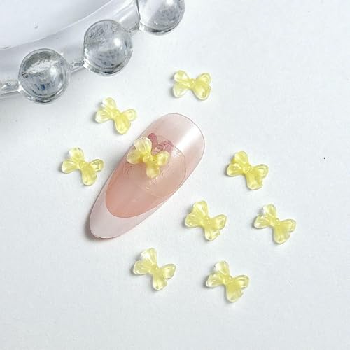50 Stück transparente süße Schleifen-Nagel-Charms aus Harz, süße Gelee-Farbe, Mini-Schleifenknoten, Nagelkunst-Dekorationen, Zubehör für Maniküre, DIY-06-50 Stück von DEFRTG