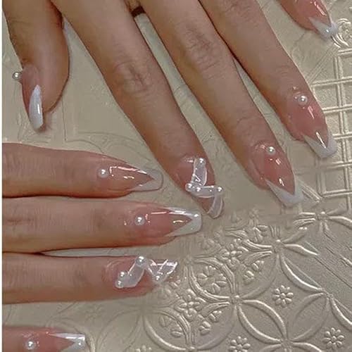 6/12 Gitter gemischte weiße Perlen Nagel Charms rund/halbkreisförmige Perlen Nail Art Strass Maniküre Zubehör DIY Teile -PS06-12 Gitter von DEFRTG