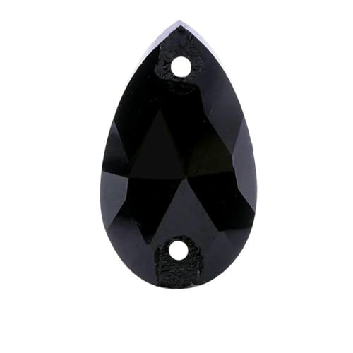 6 Größen, Tropfenglas, zum Aufnähen, Strasssteine mit Löchern, Glitzer-Strass-Kristalle, Nähzubehör für Hochzeitskleider, B01-Schwarz-13 x 22 mm von DEFRTG