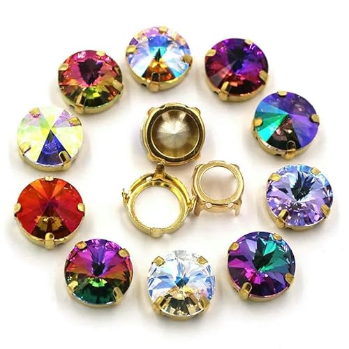 6 mm/8 mm/10 mm/12 mm/14,0 mm runde Form, Glaskristall, goldene Krallen-Strasssteine zum Aufnähen, Applikation/Kleid/Kleidungszubehör, gemischte Farben, 6 mm, 20 Stück 6 mm/8 mm/10 mm/12 mm/14,0 mm runde Form, Glaskristall, goldene Krallen-Strasssteine zum Aufnähen, Applikation/Kleid/Kleidungszubehör, gemischte Farben, 6 mm, 20 Stück von DEFRTG