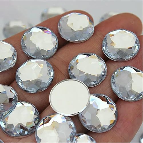 8/10/12/14/16/18/20/22/25 mm runde, klare Acryl-Strass-Applikationen, Facetten, flache Rückseite, Cabochon, Dekoration, DIY, Handwerk, MC492, 20 mm, 20 Stück von DEFRTG