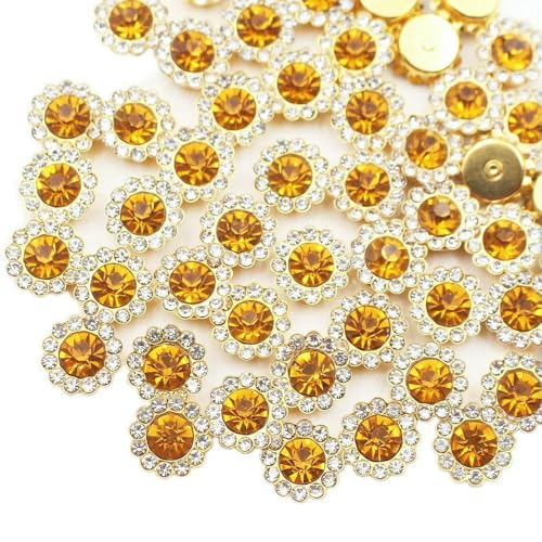 8–12 mm Sonnenblumen-Nähkrallen-Strasssteine, Kristalle, Glasperlen, Knöpfe, Steine, zum Aufnähen von Strasssteinen für Kleidung, Nähzubehör, toapz-G-12 mm, 100 Stück von DEFRTG
