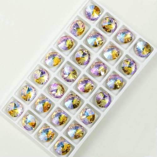 8–14,0 mm K9-Glas-Strasssteine mit Pointback, Kristall-Strass, ausgefallene Steine für Kunsthandwerk, zum Aufkleben von Strasssteinen, Kleidungsdekoration – Paradiesglanz – 14,0 mm – 1 von DEFRTG