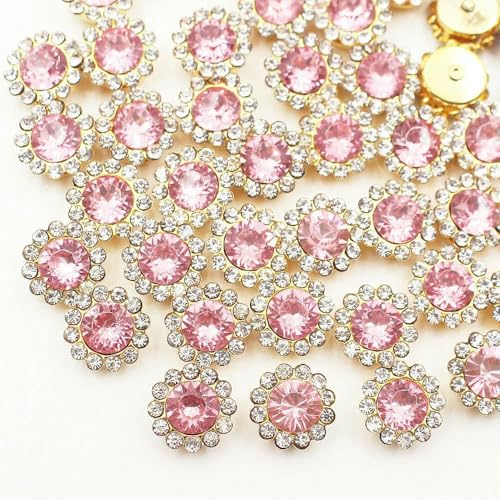 8 mm – 12 mm Sonnenblumen-Nähkrallen-Strasssteine, Kristalle, Glasperlen, Knöpfe, Steine, zum Aufnähen von Strasssteinen für Kleidung, Nähzubehör, hellrosa, G, 8 mm, 30 Stück von DEFRTG