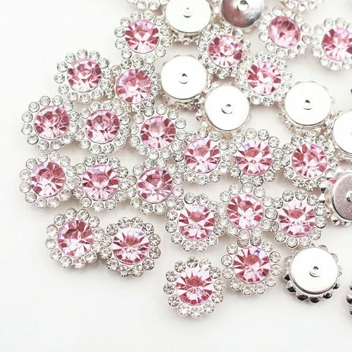8 mm – 12 mm Sonnenblumen-Nähkrallen-Strasssteine, Kristalle, Glasperlen, Knöpfe, Steine, zum Aufnähen von Strasssteinen für Kleidung, Nähzubehör, hellrosa, S, 12 mm, 30 Stück von DEFRTG