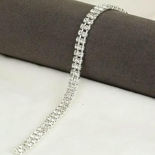 AAAA-Klasse, 2-reihige Kristall-AB-Strass-Cup-Kette, Splitter-/Goldbasis, Glas-Strass-Besatzkette für DIY-Schmuckzubehör, Splitterkristall, SS16 (4,0 mm), 3 Yards von DEFRTG