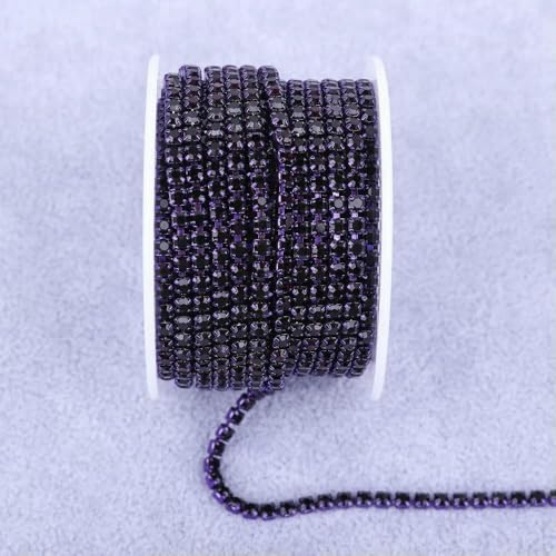 Alle Farben Klauenkette Elektrophorese Strasssteine Besatz Stein Gold Diamant Strass Dekorative Applikation Kristallbesatz für Kleid-Amethyst-SS6(2mm)-5yard von DEFRTG