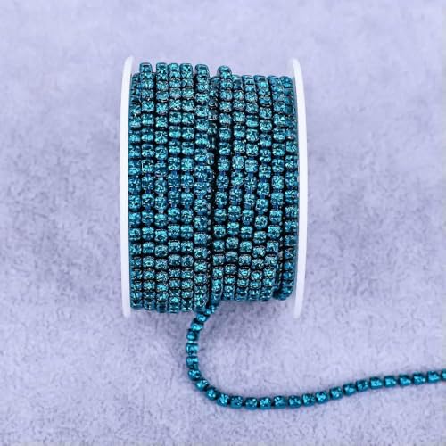 Alle Farben Klauenkette Elektrophorese Strasssteine Besatz Stein Gold Diamant Strass Dekorative Applikation Kristallbesatz für Kleid-Blauer Zirkon-SS6(2mm)-5yard von DEFRTG