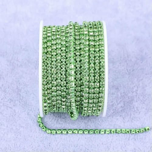 Alle Farben Klauenkette Elektrophorese Strasssteine Besatz Stein Gold Diamant Strass Dekorative Applikation Kristallbesatz für Kleid-Peridot-SS8 (2,5 mm)-10 Yard von DEFRTG