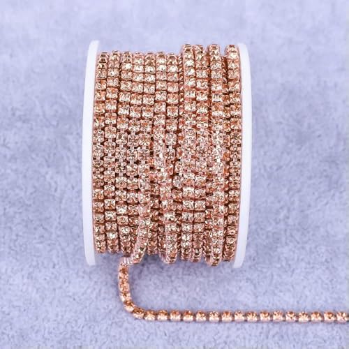 Alle Farben Klauenkette Elektrophorese Strasssteine Besatz Stein Gold Diamant Strass Dekorative Applikation Kristallbesatz für Kleid-Pfirsich-SS12 (3,0 mm)-5 Yard von DEFRTG