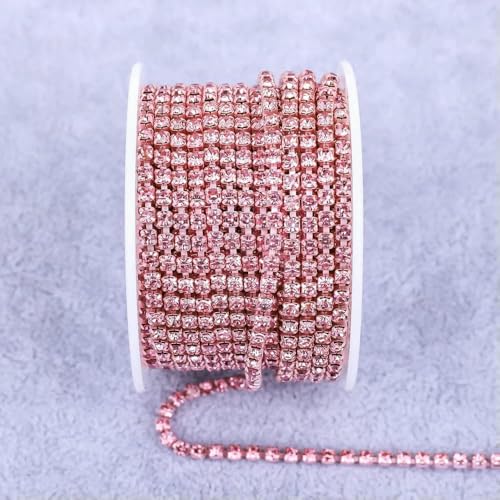 Alle Farben Klauenkette Elektrophorese Strasssteine Besatz Stein Gold Diamant Strass Dekorative Applikation Kristallbesatz für Kleid-Rosa-SS6(2mm)-5yard von DEFRTG