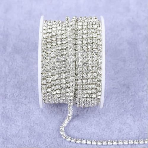 Alle Farben Klauenkette Elektrophorese Strasssteine Besatz Stein Gold Diamant Strass Dekorative Applikation Kristallbesatz für Kleid-Splitterkristall-SS8 (2,5 mm)-5 Yard von DEFRTG