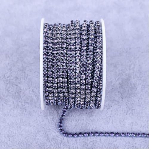 Alle Farben Klauenkette Elektrophorese Strasssteine Besatz Stein Gold Diamant Strass Dekorative Applikation Kristallbesatz für Kleid-Violett-SS6(2mm)-10yard von DEFRTG