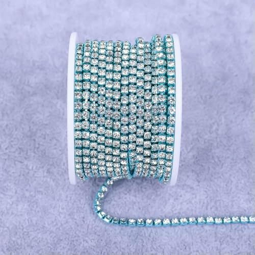 Alle Farben Klauenkette Elektrophorese Strasssteine Zierstein Gold Diamant Strass Dekorative Applikation Kristallbesatz für Kleid-Blaue Basis-Kristall-SS8 (2,5 mm)-5 Yard von DEFRTG