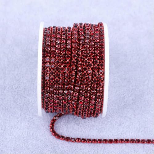 Alle Farben Klauenkette Elektrophorese Strasssteine Zierstein Gold Diamant Strass Dekorative Applikation Kristallbesatz für Kleid-Dk. Siam-SS12 (3,0 mm)-5 Yard von DEFRTG
