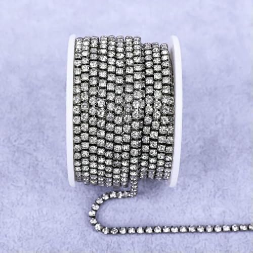Alle Farben Klauenkette Elektrophorese Strasssteine Zierstein Gold Diamant Strass Dekorative Applikation Kristallbesatz für Kleid-Gun-Schwarzer Kristall-SS8 (2,5 mm)-5 Yard von DEFRTG