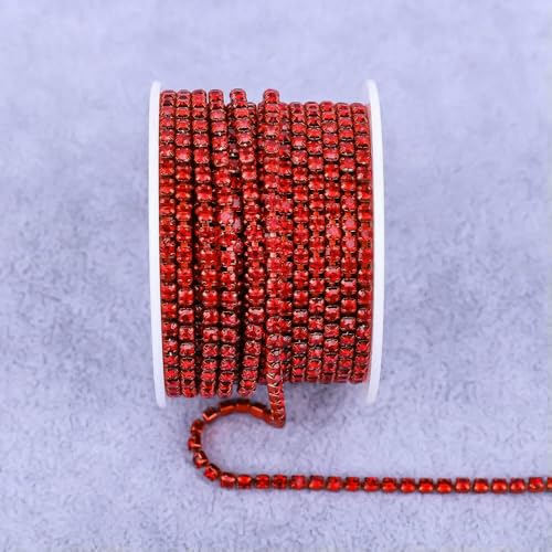 Alle Farben Klauenkette Elektrophorese Strasssteine Zierstein Gold Diamant Strass Dekorative Applikation Kristallbesatz für Kleid-Lt. Siam-SS12 (3,0 mm)-10 Yard von DEFRTG