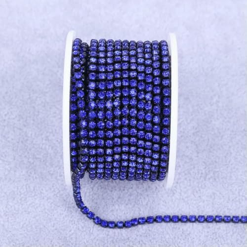 Alle Farben Klauenkette Elektrophorese Strasssteine Zierstein Gold Diamant Strass Dekorative Applikation Kristallbesatz für Kleid-Saphir-SS8 (2,5 mm)-5 Yard von DEFRTG