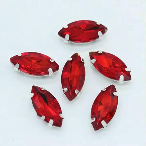 Alle Größen, 24 Farben, Kristallglas, flache Rückseite, zum Aufnähen, Strasssteine, silberner Krallenknopf für Schmuck, DIY-Kleidung, siam, 6 Stück, 17 x 32 mm Alle Größen, 24 Farben, Kristallglas, flache Rückseite, zum Aufnähen, Strasssteine, silberner Krallenknopf für Schmuck, DIY-Kleidung, siam, 6 Stück, 17 x 32 mm von DEFRTG