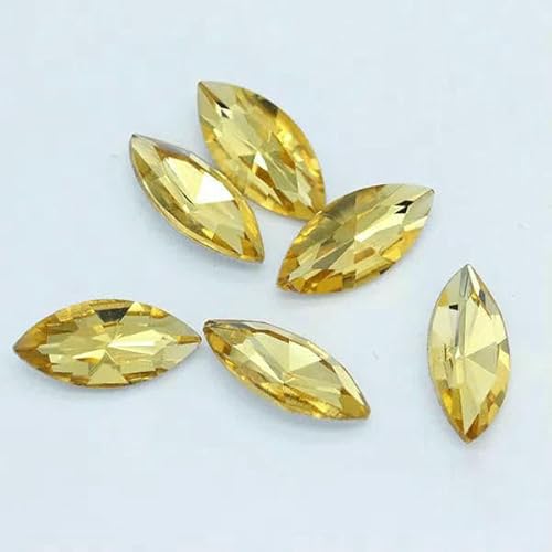 Alle Größen, 24 Farben, Pferdeauge, Glaskristall, spitze Rückseite, Strasssteine, foliert, ausgefallene Steine für Schuhe, Kleidungsstücke, Kopfschmuck, Schmuckherstellung, Gold, 13 x 27 mm, 9 Stück von DEFRTG