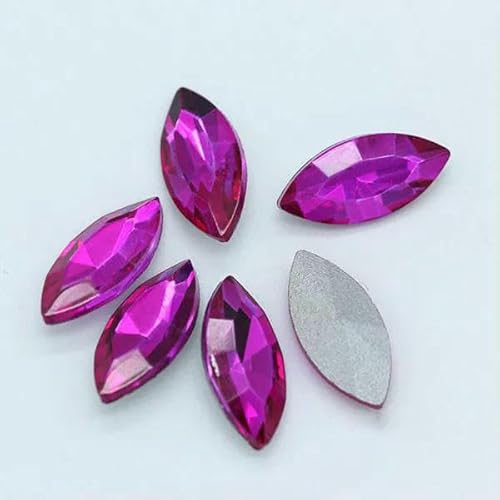 Alle Größen, 24 Farben, Pferdeauge, Glaskristall, spitze Rückseite, Strasssteine, foliert, ausgefallene Steine für Schuhe, Kleidungsstücke, Kopfschmuck, Schmuckherstellung, Rose, 13 x 27 mm, 9 Stück von DEFRTG