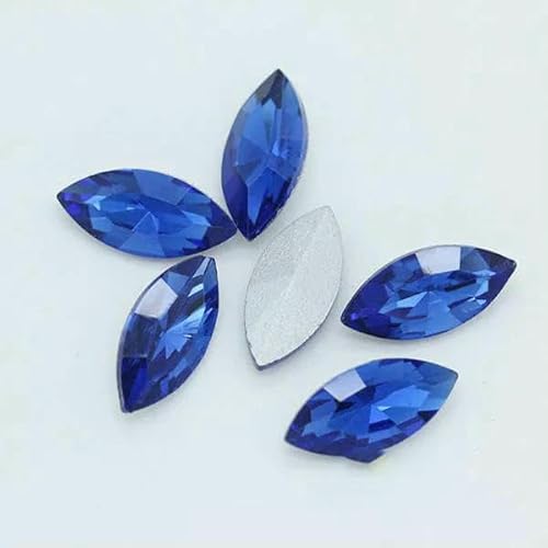 Alle Größen, 24 Farben, Pferdeauge, Glaskristall, spitze Rückseite, Strasssteine, foliert, ausgefallene Steine für Schuhe, Kleidungsstücke, Kopfschmuck, Schmuckherstellung, Saphir, 4 x 8 mm, 30 Stüc von DEFRTG