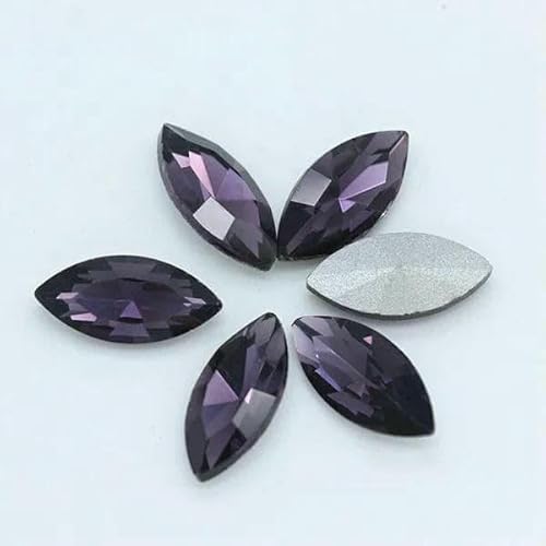 Alle Größen, 24 Farben, Pferdeauge, Glaskristall, spitze Rückseite, Strasssteine, foliert, ausgefallene Steine für Schuhe, Kleidungsstücke, Kopfschmuck, Schmuckherstellung, violett, 4 x 8 mm, 30 Stü von DEFRTG