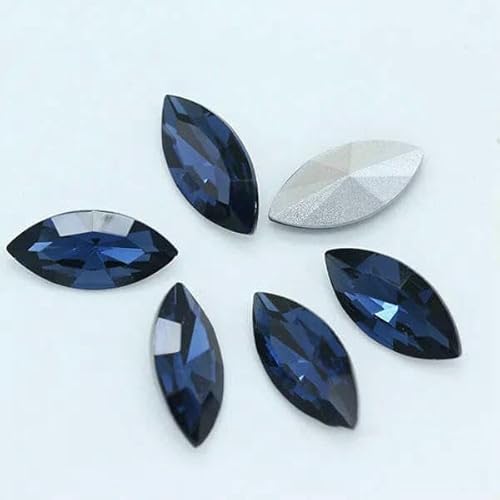 Alle Größen, 24 Farben, Pferdeauge, Glaskristall, spitze Rückseite, Strasssteine, foliert, ausgefallene Steine für Schuhe, Kleidungsstücke, Kopfschmuck, Schmuckherstellung – Montana – 13 x 27 mm, von DEFRTG