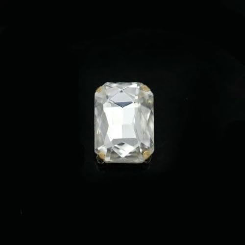 Alle Größen, 24 Farben, flache Rückseite, rechteckig, zum Aufnähen, Strass, Glas, Edelstein, zum Nähen, Kristall, Strass, goldfarbener Krallenknopf für Hochzeitskleid, transparent, 20 Stück, 6 x 8 m von DEFRTG
