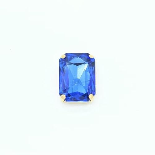 Alle Größen, 24 Farben, flache Rückseite, rechteckig, zum Aufnähen, Strassglas, Edelstein, zum Aufnähen, Kristall, Strass, goldener Krallenknopf für Hochzeitskleid, mittlerer Saphir, 30 Stück, 4 x 6 von DEFRTG